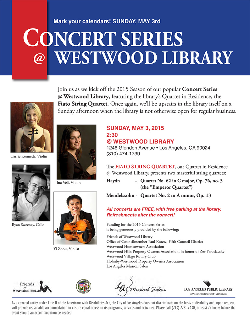 QuartetinResidence@WestwoodLibrary-Flyer5-3-2015Concert-d2015-4-13-r